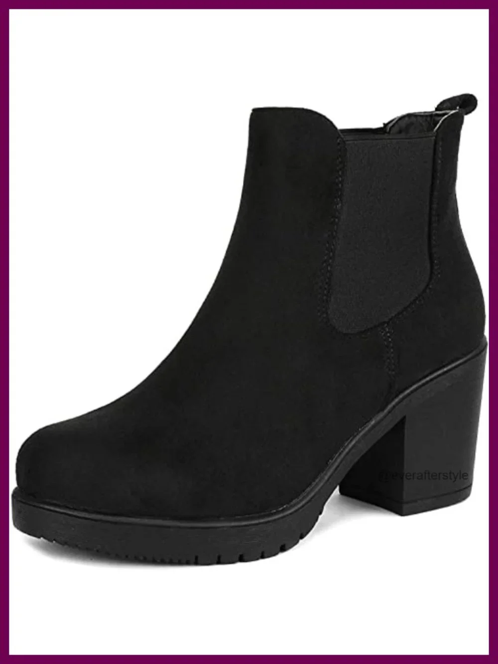 Faux Suede Chelsea Ankle Boots Block Heel Pull-On Lug Sole Fall Winter